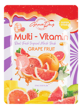 Тканевая маска с грейпфрутом Grace Day Multi-Vitamin Real Fresh Tropical Mask Pack Grape Fruit 
