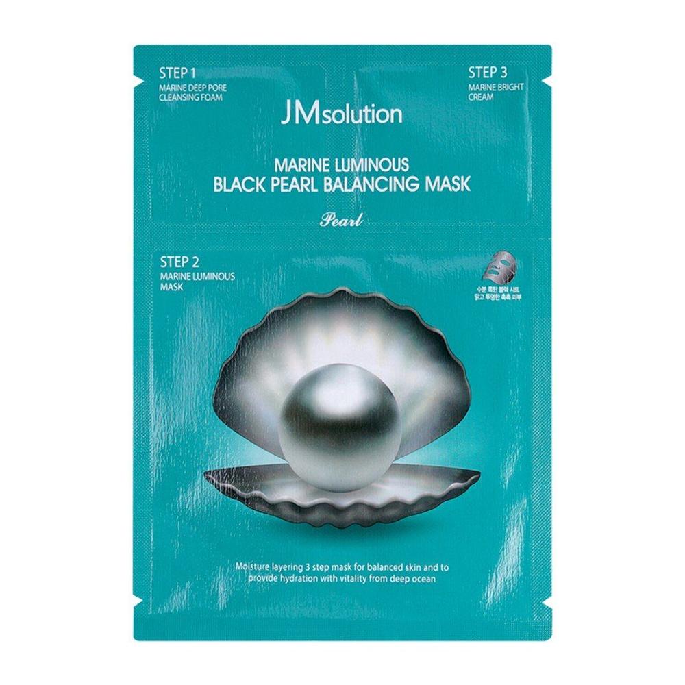 Трёхшаговый набор для сияния кожи с черным жемчугом JMsolution Marine Luminous Black Pearl Balancing Mask