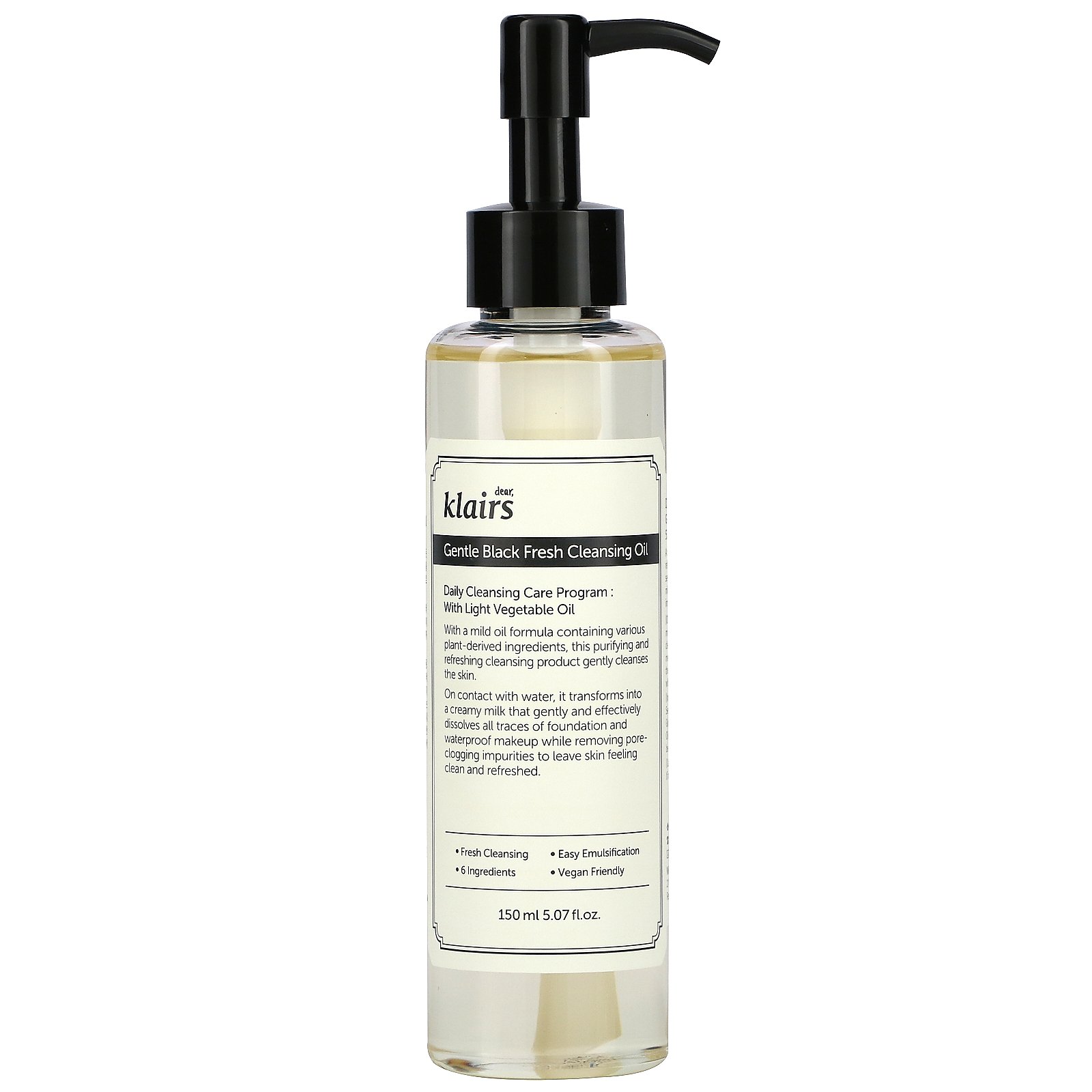 Увлажняющее гидрофильное масло Klairs Gentle Black Fresh Cleansing Oil