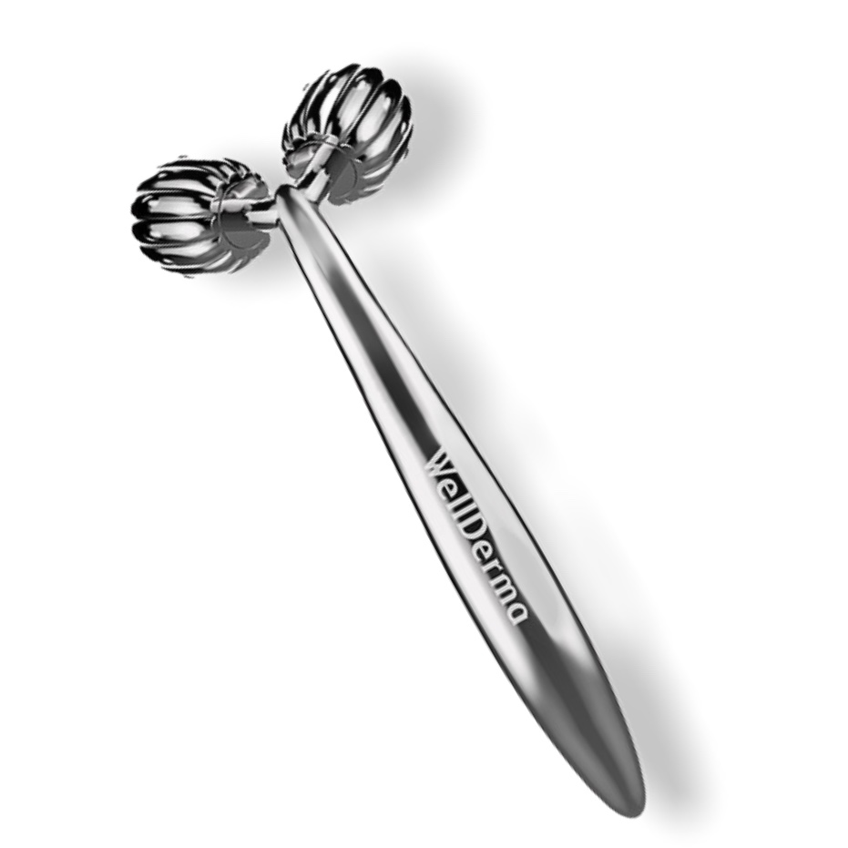 Роликовый массажер для лица WellDerma Face Lifting Roller Dark Silver