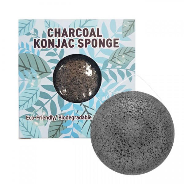 Спонж конняку с углем Trimay Charcoal Konjac Sponge 