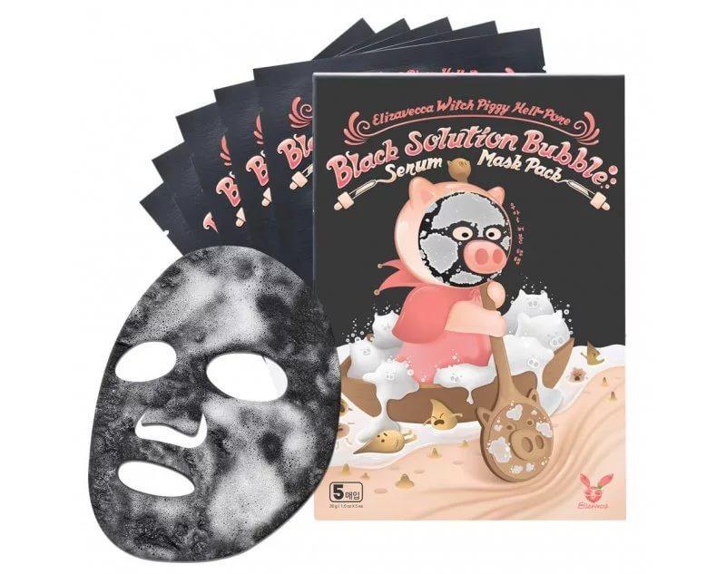 Кислородная маска от черных точек Elizavecca Witch Piggy Hell-Pore Black Solution Bubble Serum Mask Pack