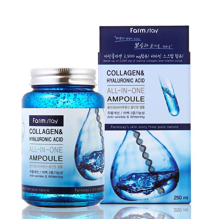 Сыворотка с коллагеном и гиалуроновой кислотой Farmstay Collagen & Hyaluronic Acid All-In-One Ampoule