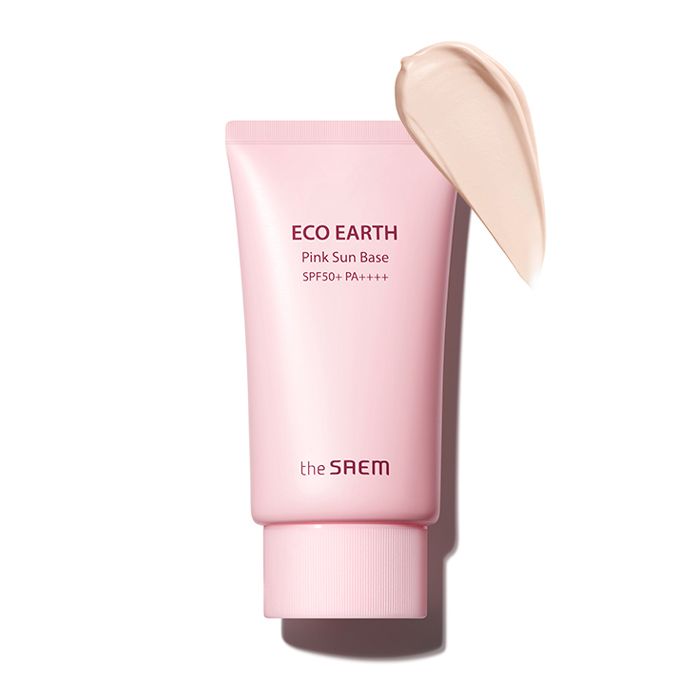 Солнцезащитный крем-база с каламиновой пудрой The Saem Eco Earth Pink Sun Base SPF50+ PA+++