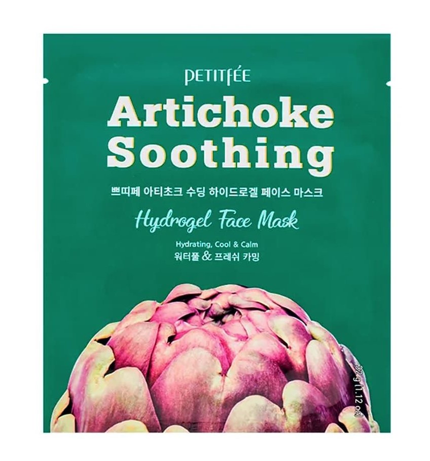 Охлаждающая гидрогелевая маска с экстрактом артишока Petitfee Artichoke Soothing Hydrogel Face Mask