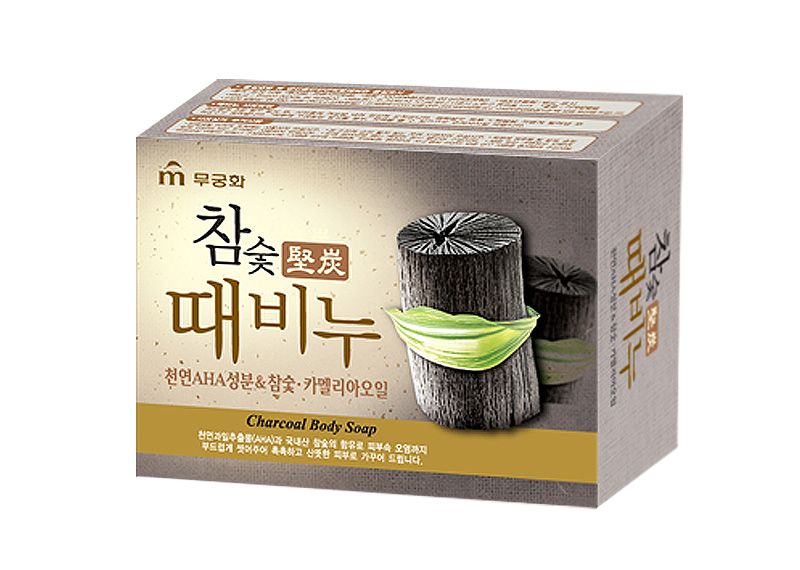 Мыло-скраб древесный уголь Mukunghwa Hardwood Charcoal Scrub Soap