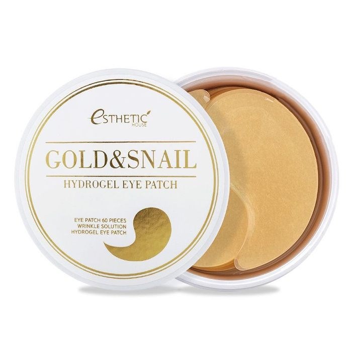 Гидрогелевые патчи для век с золотом и улиточным муцином Esthetic House Gold Snail Hydrogel Eye Patch
