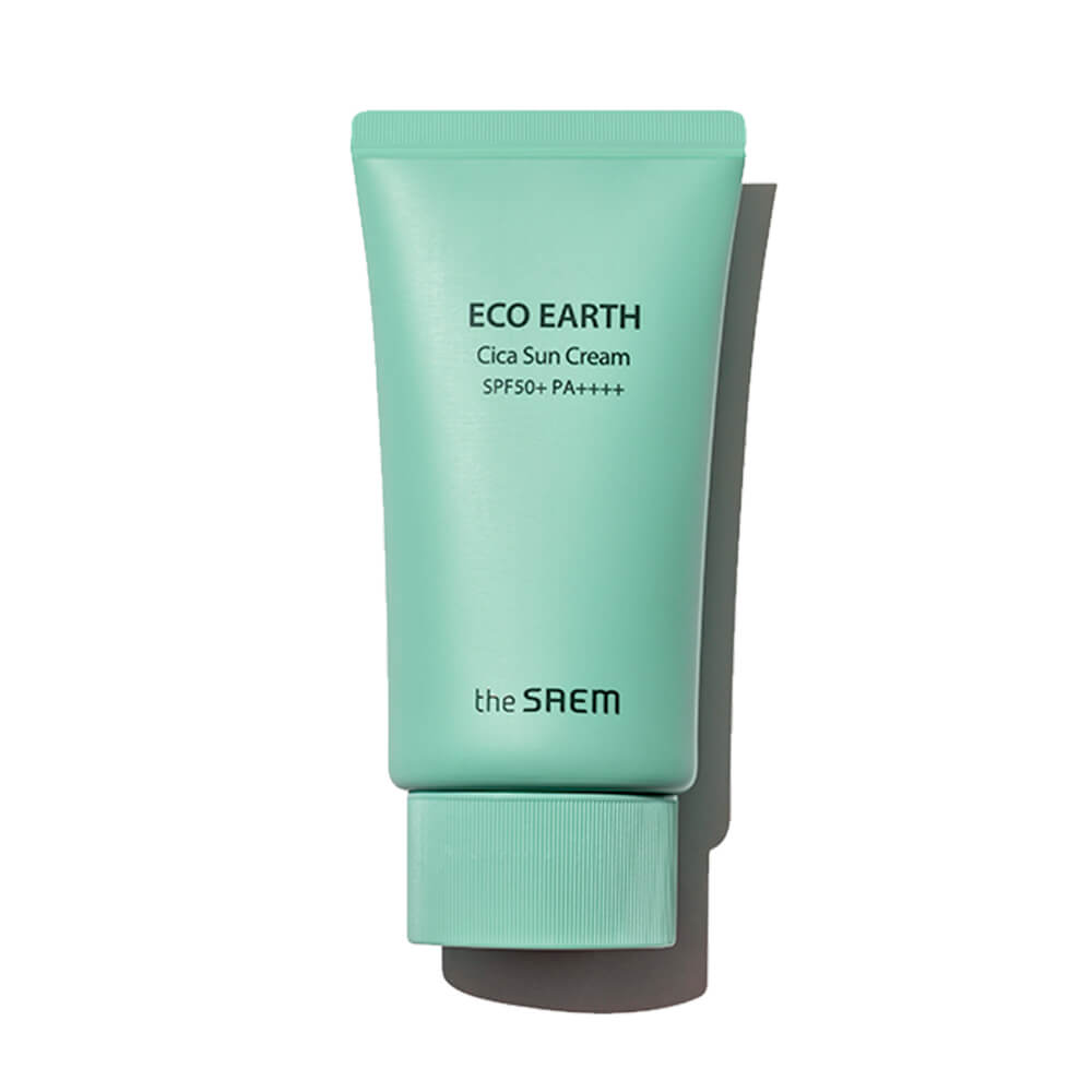 Солнцезащитный крем для чувствительной кожи с центеллой The Saem Eco Earth Cica Sun Cream SPF 50+ PA++++