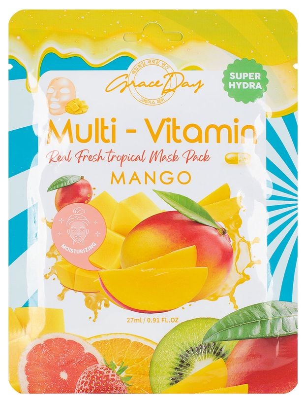 Тканевая маска с манго Grace Day Multi-Vitamin Real Fresh Tropical Mask Pack Mango