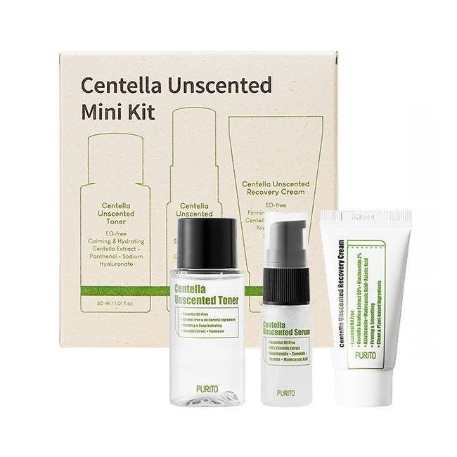 Дорожный набор миниатюр по уходу за кожей Purito Centella Unscented Line Travel Kit 