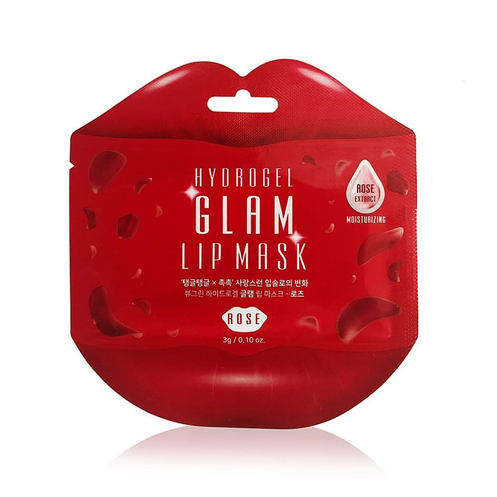 Патчи для губ с экстрактом розы BeauuGreen Hydrogel Glam Lip Mask Rose