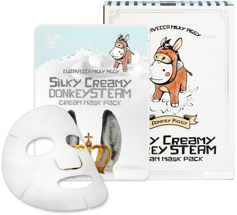 Тканевая маска с паровым кремом Elizavecca Silky Creamy donkey Steam Cream Mask Pack