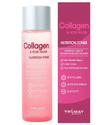 Увлажняющий тонер для упругости кожи с коллагеном Trimay Collagen & Rose Water Nutrition Toner