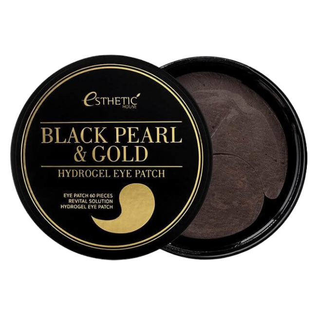 Гидрогелевые патчи для век с черным жемчугом и золотом Esthetic House Black Pearl & Gold Hydrogel Eye Patch