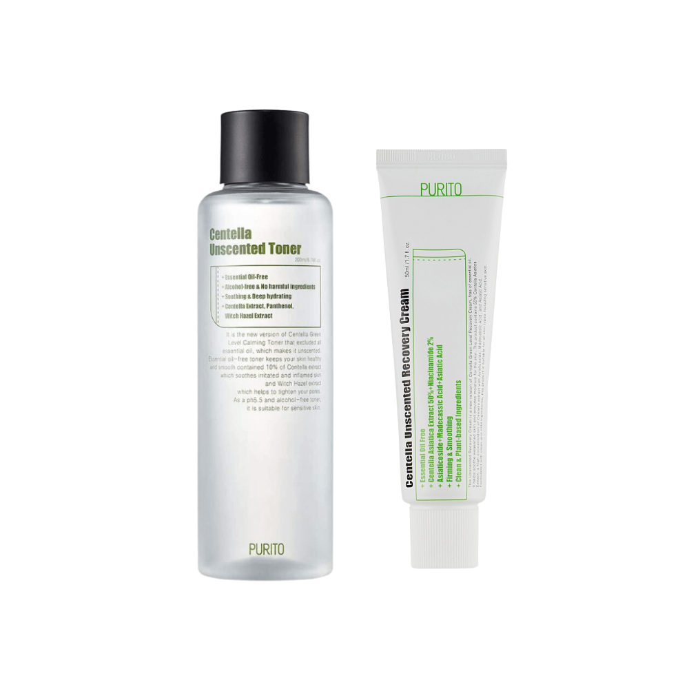 Набор ухода (тонер + крем) для чувстительной и раздраженной кожи Purito Centella Unscented Recovery