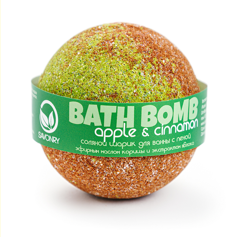 Бомбочка для ванны с пеной яблоко и корица Savonry Bath Bomb Apple & Cinnamon