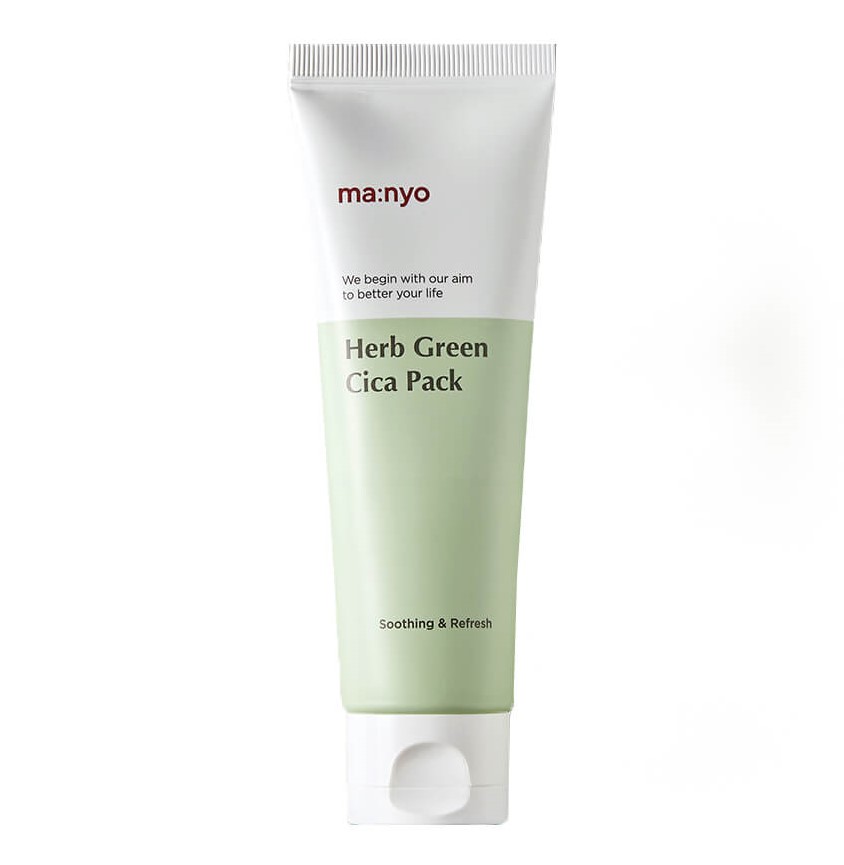 Успокаивающая глиняная маска с зелёным чаем Manyo Factory Herb Green Cica Pack