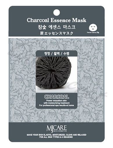 Тканевая маска для матирования и сужения пор с древесным уголем Mijin MJ Care Cosmetics Charcoal Essence Mask