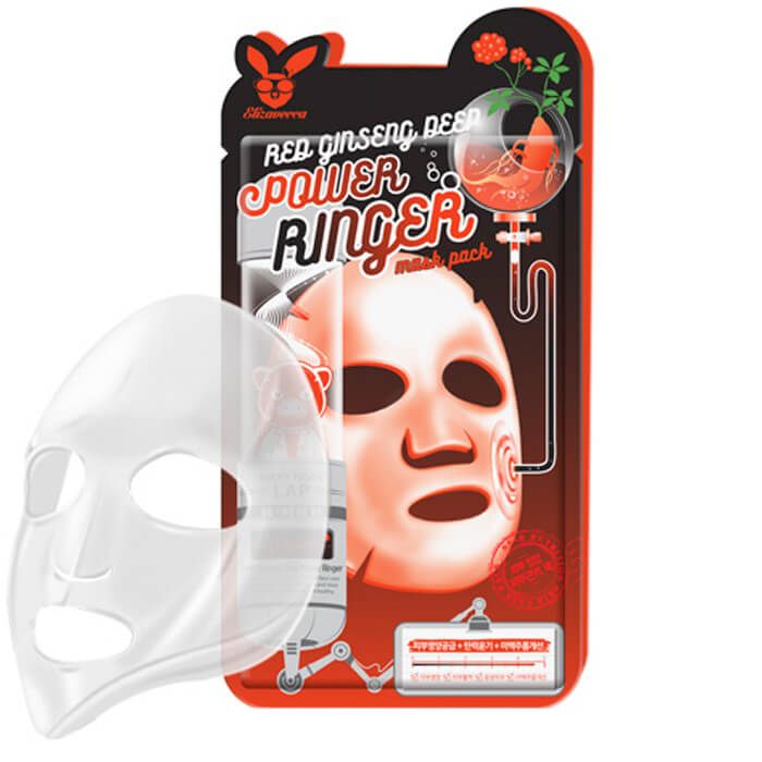 Антивозрастная тканевая маска с экстрактом женьшеня Elizavecca Red Ginseng Deep Power Ringer Mask Pack