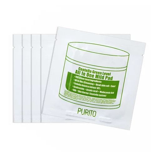 Увлажняющий очищающий пилинг-пэд с азиатской центеллой Purito Centella Green Level All In One Mild Pad