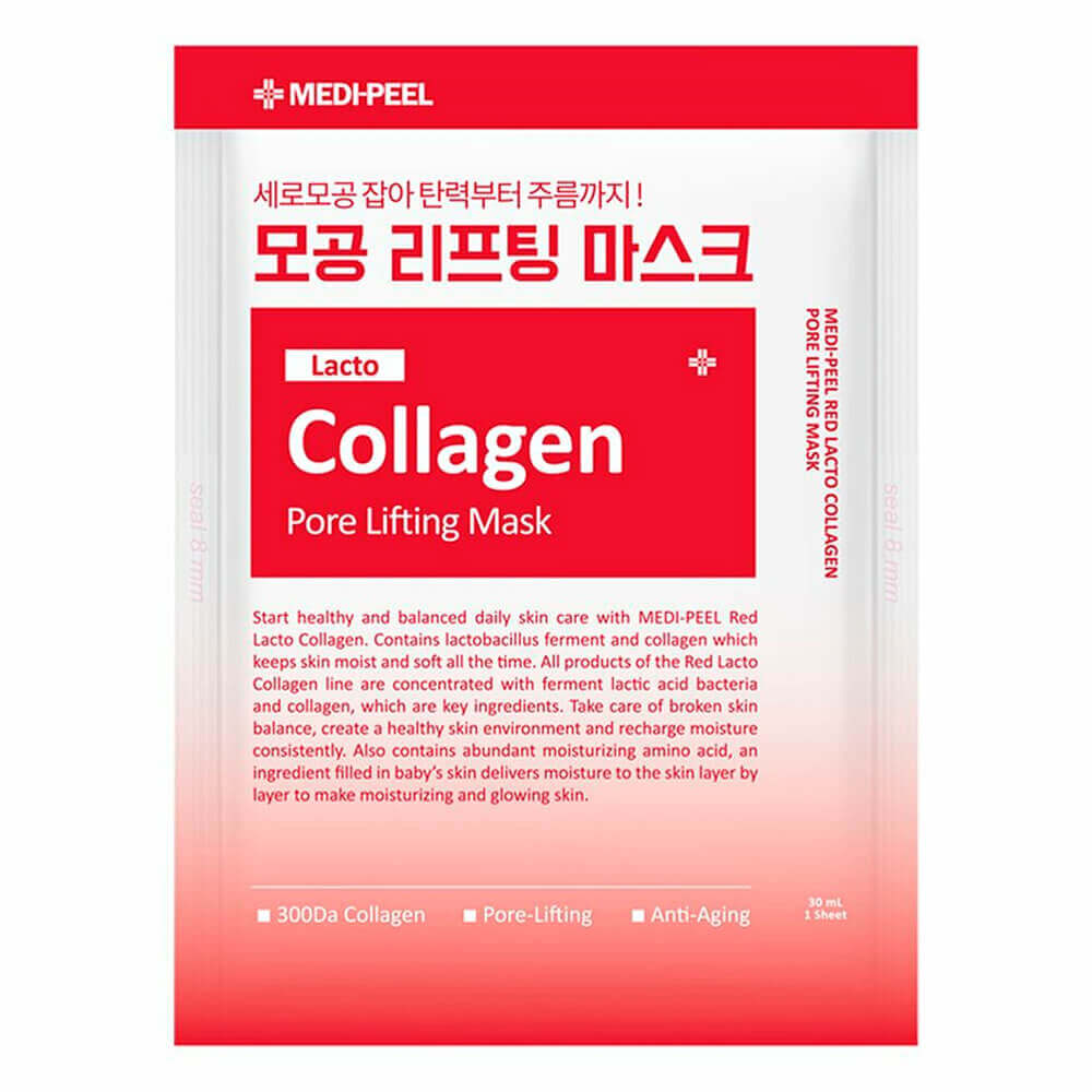 Тканевая лифтинг-маска для сужения пор с коллагеном Medi-Peel Red Lacto Collagen Pore Lifting Mask