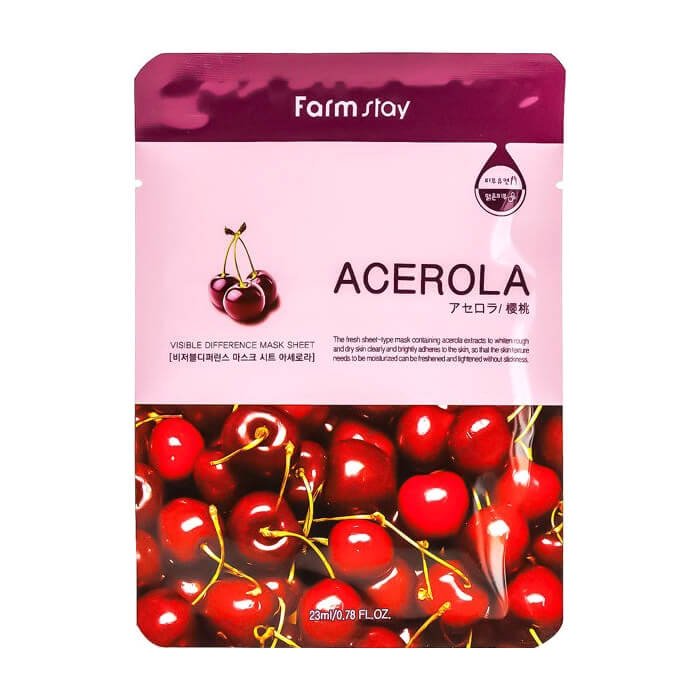 Тканевая маска для лица с ацеролой FarmStay Visible Difference Mask Sheet Acerola 